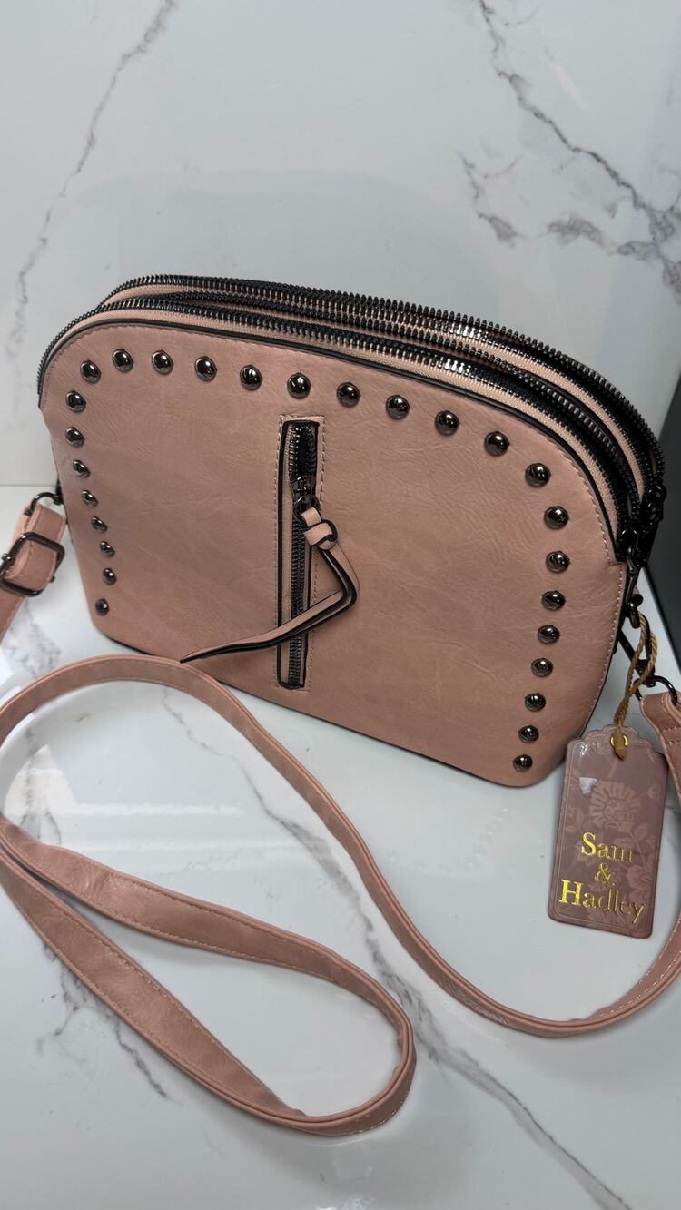 Sam & Hadley Blush Pink Studded Dome Crossbody Bag – New With Tags
